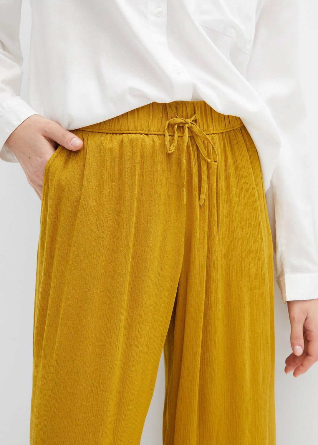 Pantalon en viscose, taille élastiquée - 3