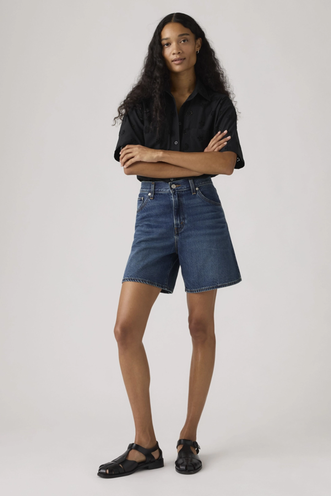 Levi's Short Baggy Taille Haute - Femme - Bleu / Far And Wide Short - 34