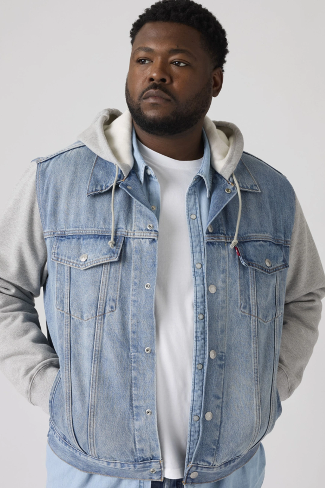 Levi's Veste Trucker Hybrid Hoodie (grandes Tailles) - Homme - Bleu / Candy Man - 5XL