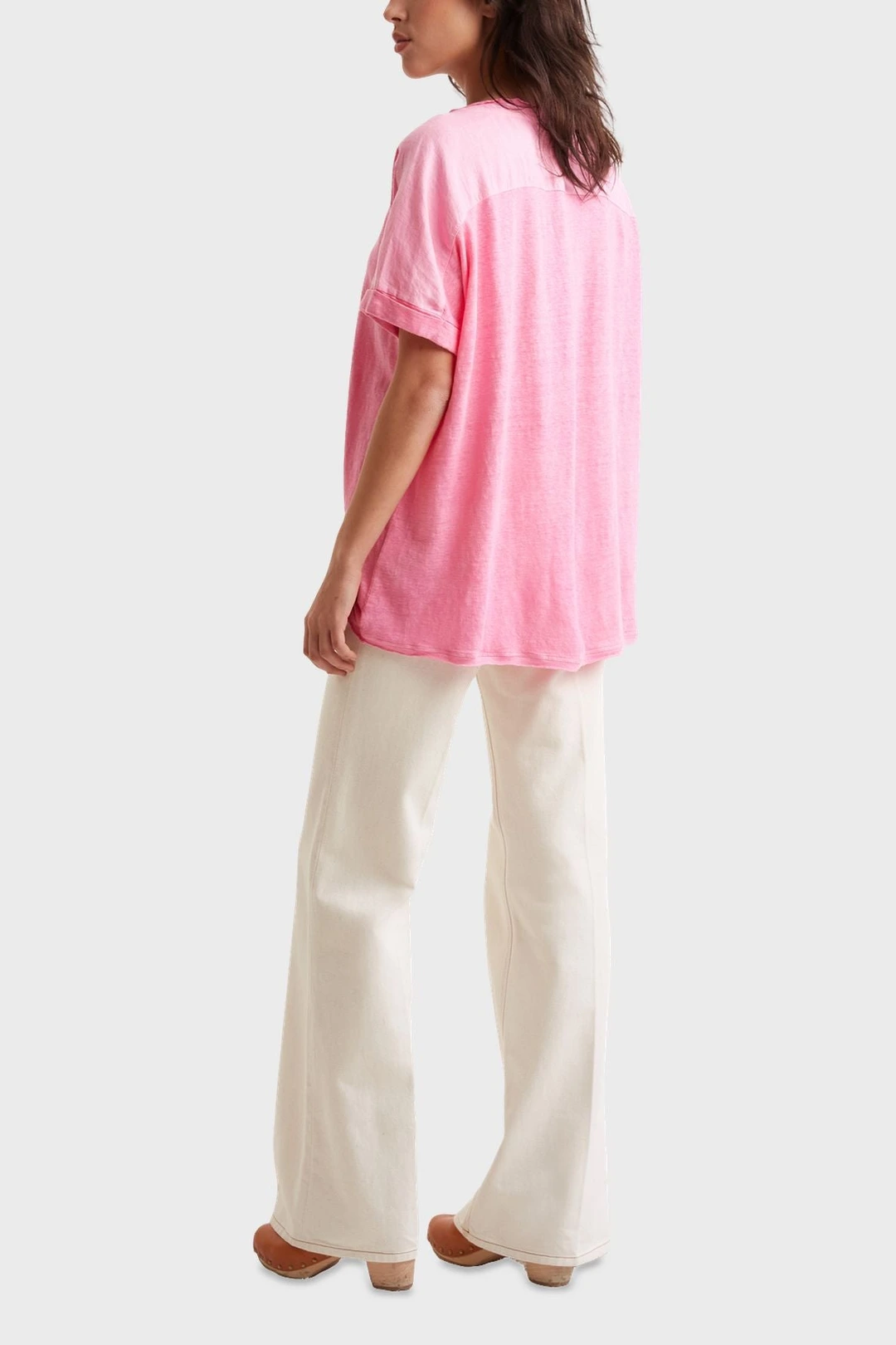 T-Shirt oversize en lin - AGATHA - Rose vif - 3