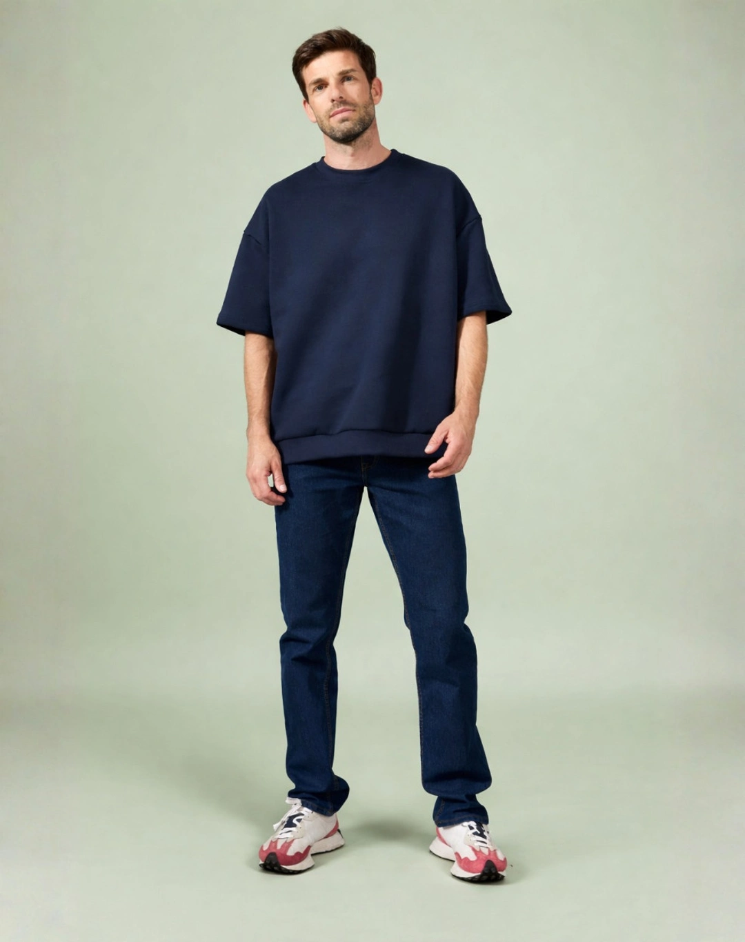 Sweat manches courtes Coton BIO - Marine - Lemahieu