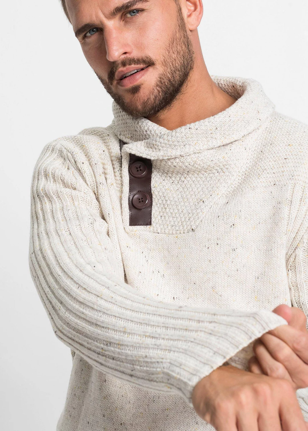 Pull en grosse maille à col châle - 3