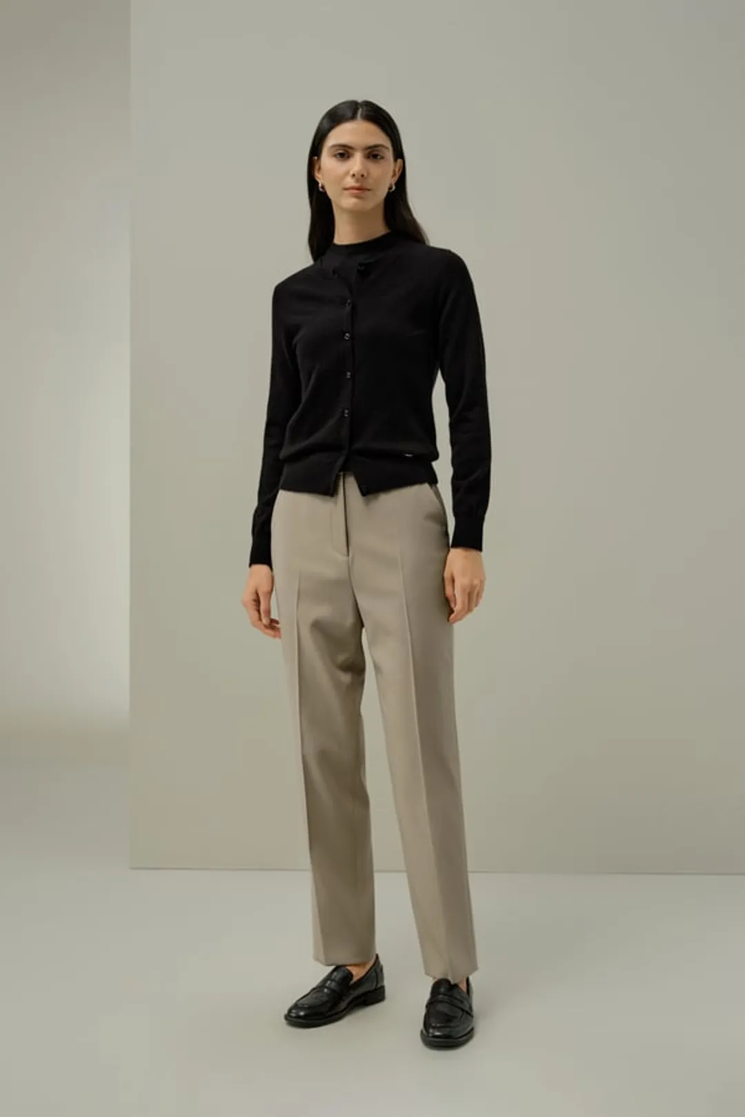 LILYSILK Cardigan Cachemire Femme Gris Moyen L | Doux & Respirant | Col Ras du Cou | Boutons Nacre