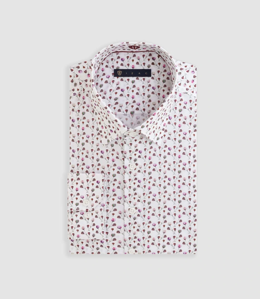 IZAC - Chemise à imprimé floral blanc-bordeaux ''Demis''