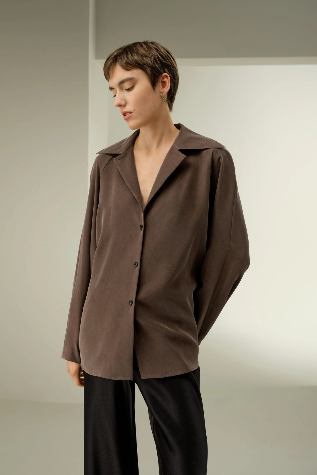 LILYSILK Chemise En Soie Multiposition 100 % Soie Lavée Au Sable Soie De Mûrier Texture Luxueuse Simple Et Classique Caramel Xs