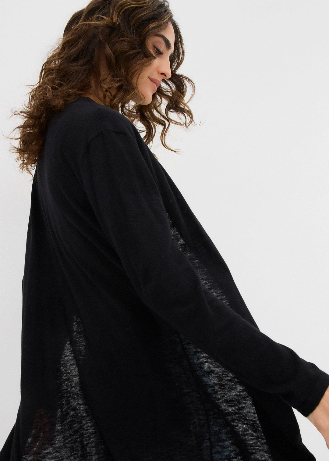 Gilet long en maille, ouvert - 3