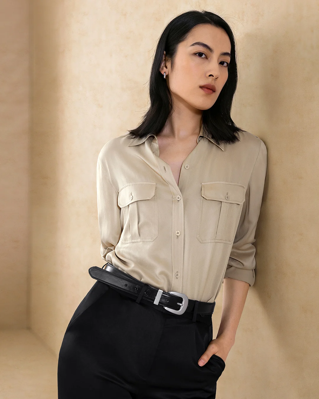 LILYSILK Blouse Soie Femme Safari Classique Soie Lavée En Sable Luxueusement Douce & Infroissable Chemises Rose Abricot S
