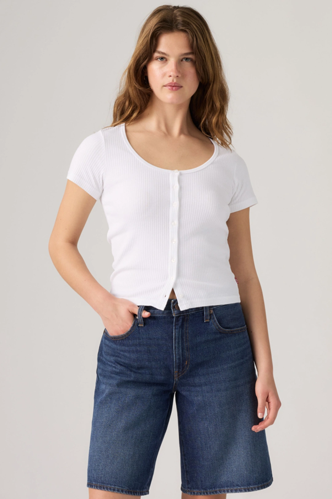 Levi's Austen Button Up Short Sleeve Top - Femme - Blanc / Bright White - S