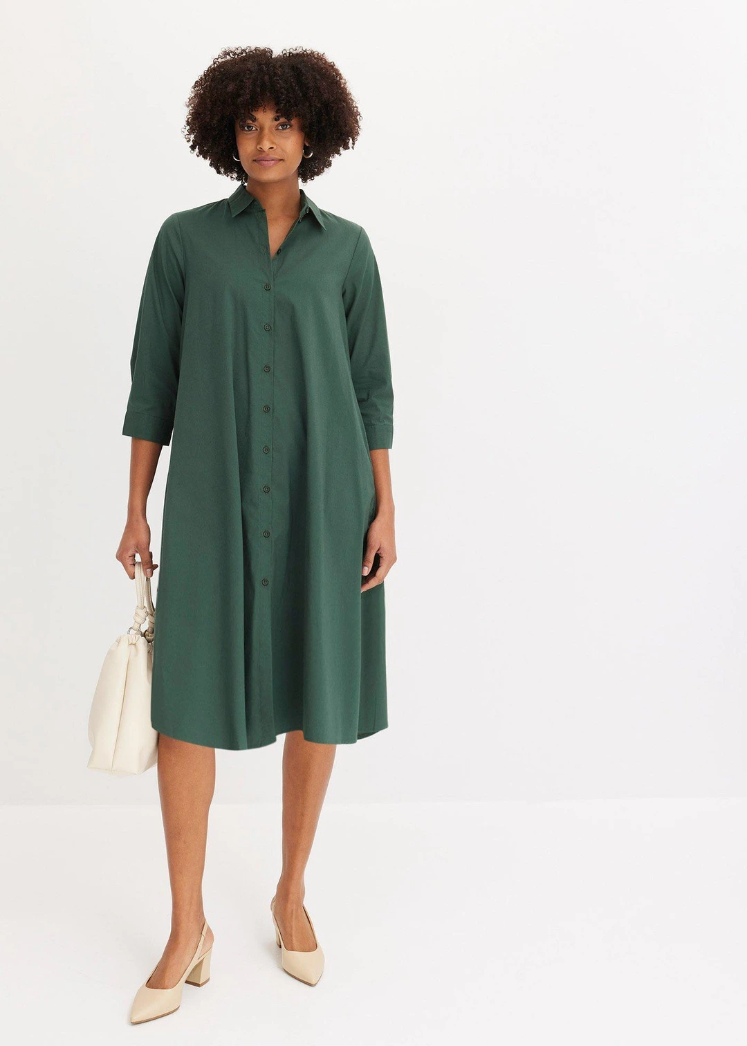 Robe-chemise en popeline solide - 2