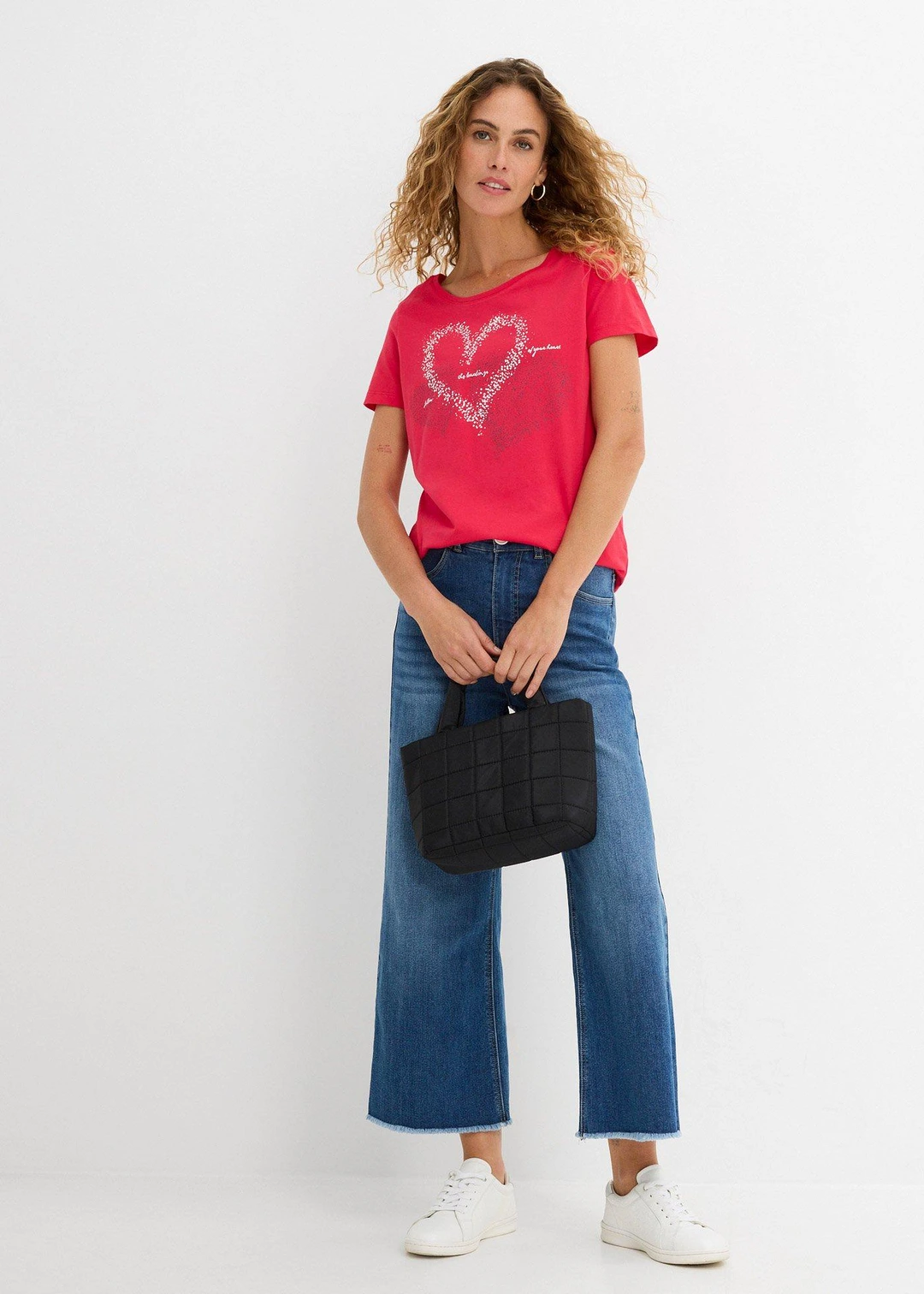 T-shirt coton à imprimé cœur
