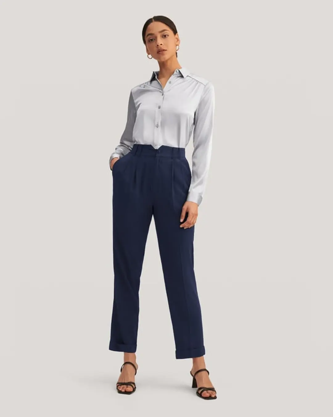 LILYSILK Pantalon Crêpe De Soie Femme Fermeture Boutonnée 18 Momme Crêpe De Chine Soie Régulation De La Température Pantalon Noir 54