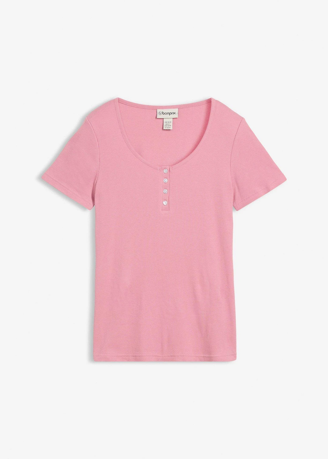 T-shirt col tunisien, 100% coton