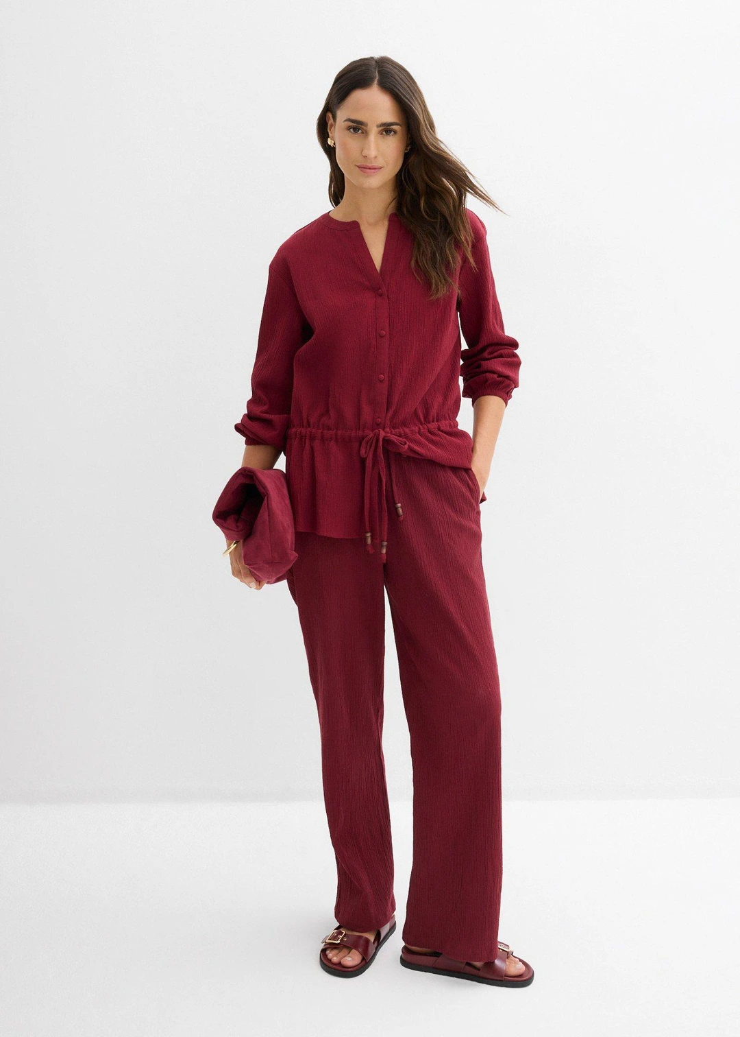 Pantalon large, effet froissé - 2