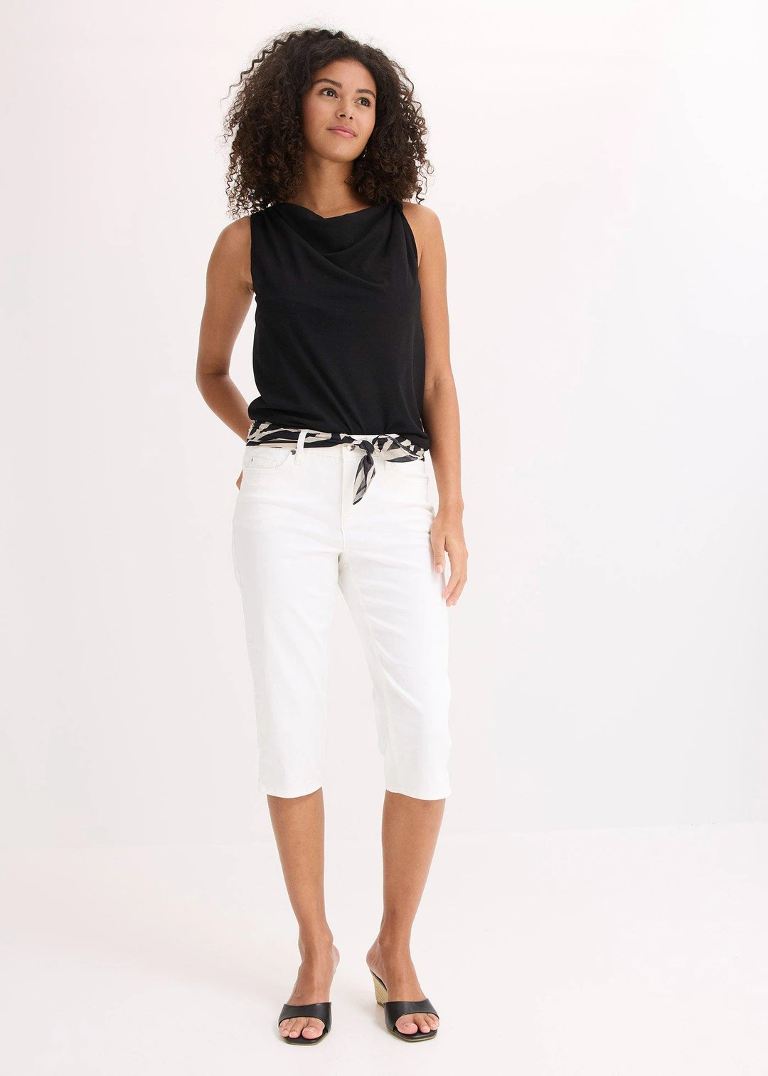 Pantalon corsaire à taille élastiquée - 2