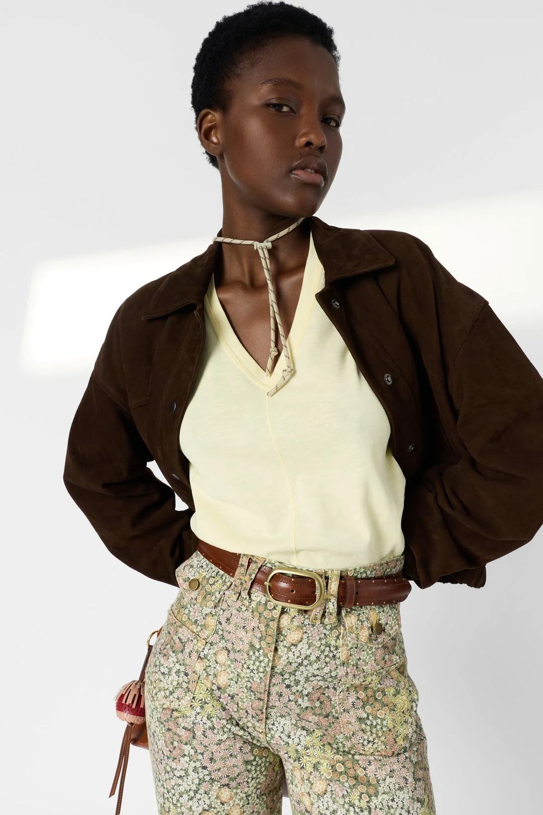 T-shirt V en coton - MARISA - Jaune - 2