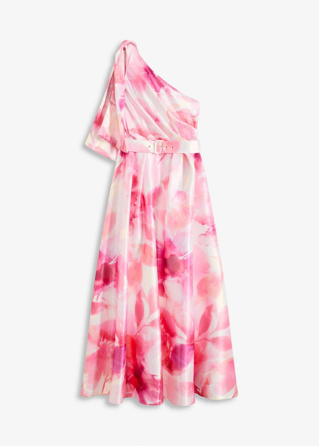 Robe asymétrique en satin brillant