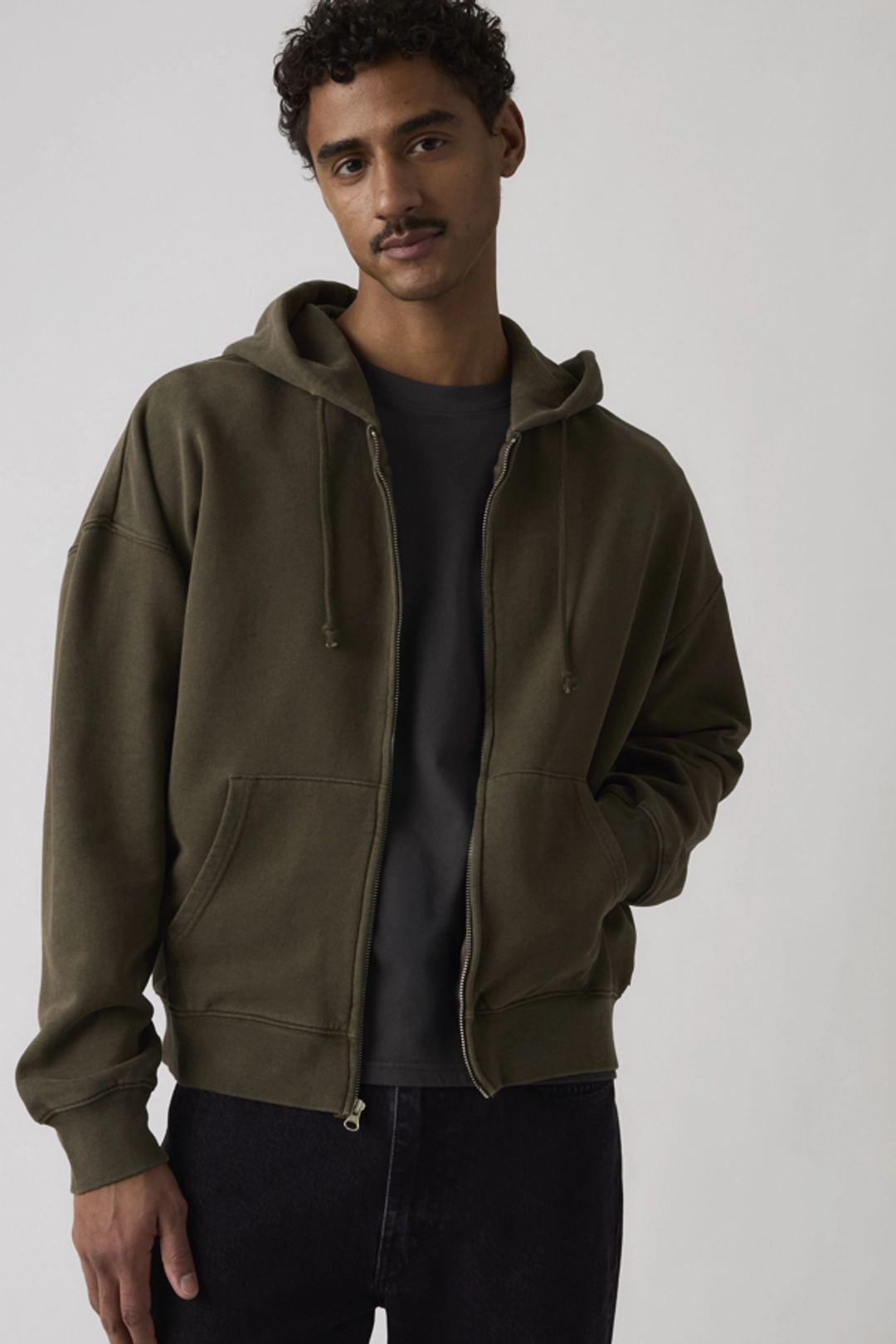 Levi's Sweat Shirt Zippé Hayes Boxy - Homme - Blanc / Falke Birch Camo Silvery Tonal - XL