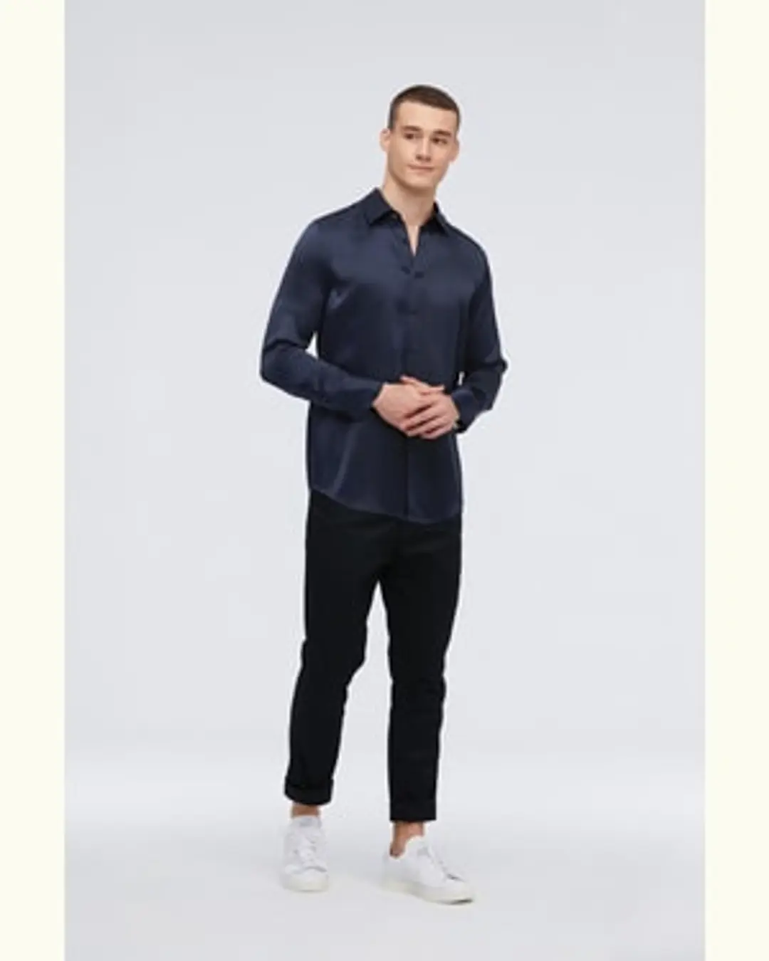 LILYSILK Chemise De Base Pour Homme Lisse Et Confortable Soie De Mûrier Texture Luxueuse Convient À Toutes Les Saisons Blanc Naturel Xxl