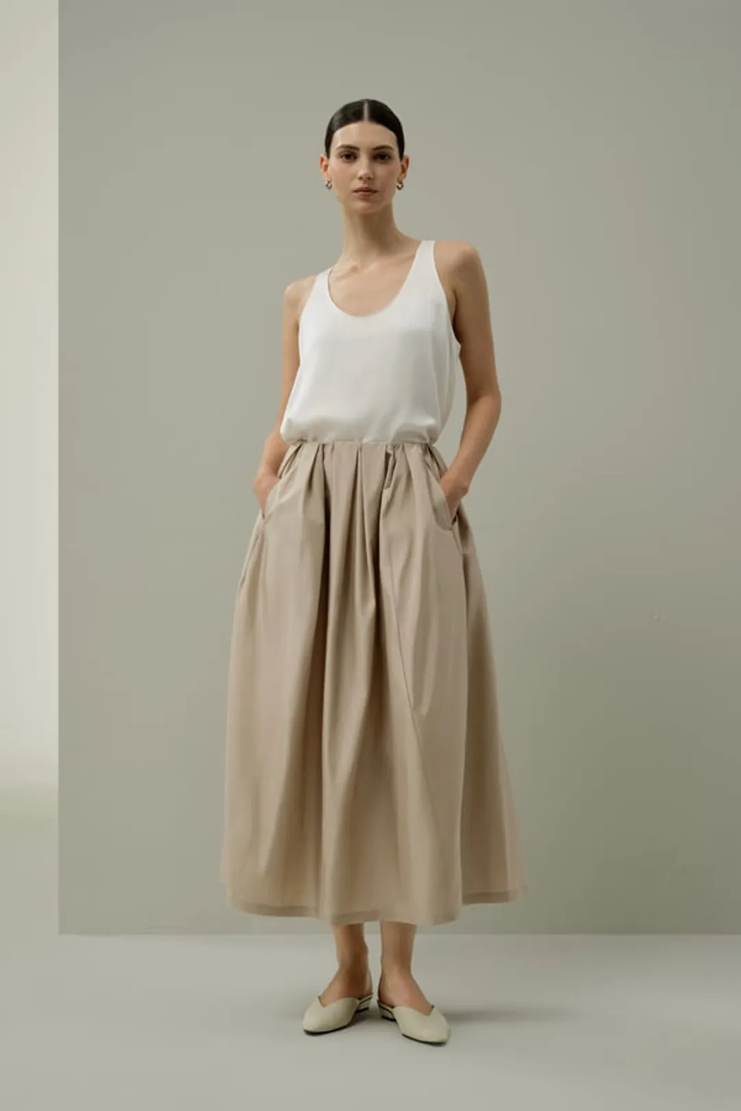 LILYSILK Jupe Taffetas Soie Plissée Or de Gravier 36 - Volumineuse, Élégante et Déperlante