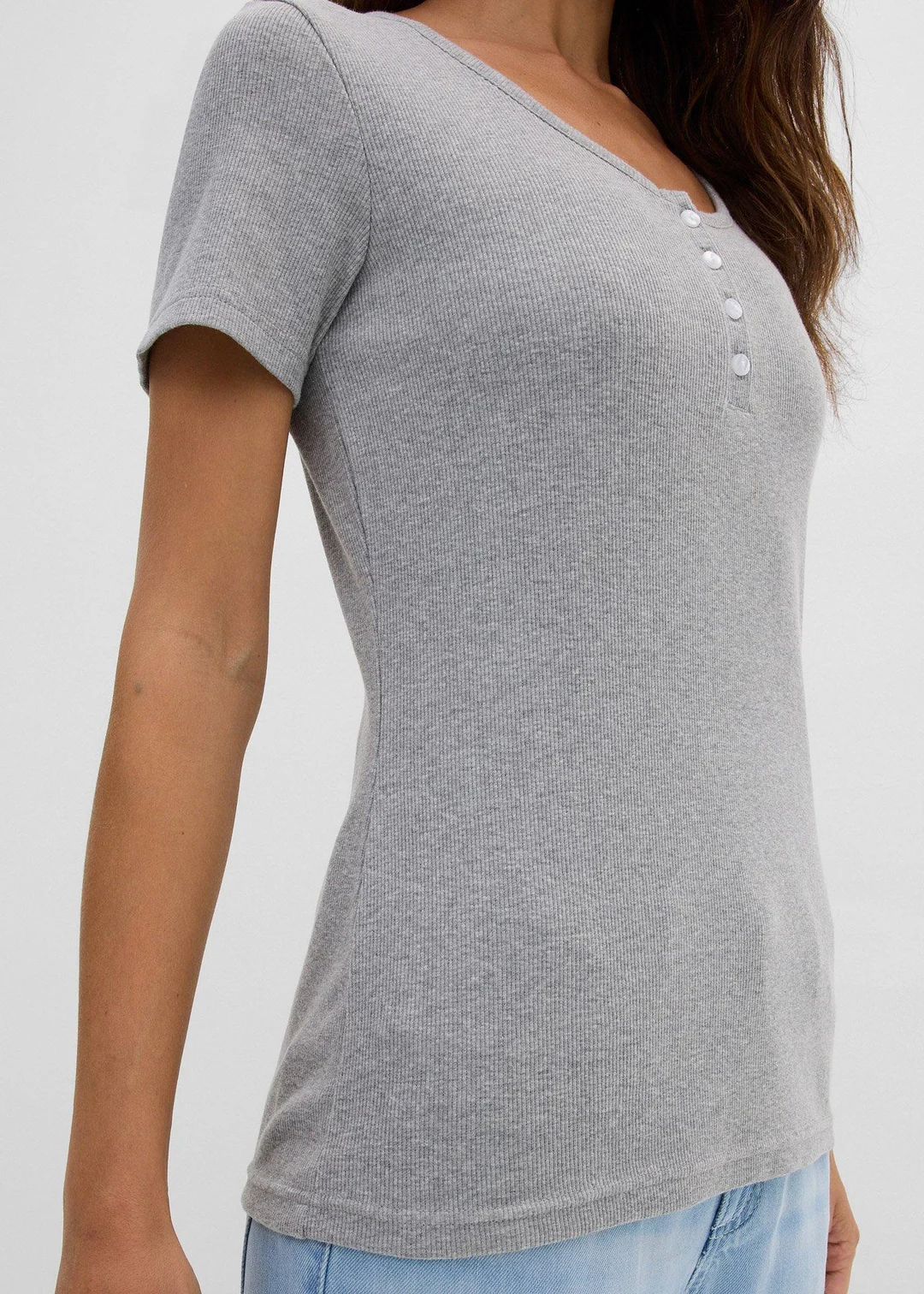 T-shirt col tunisien, 100% coton - 3