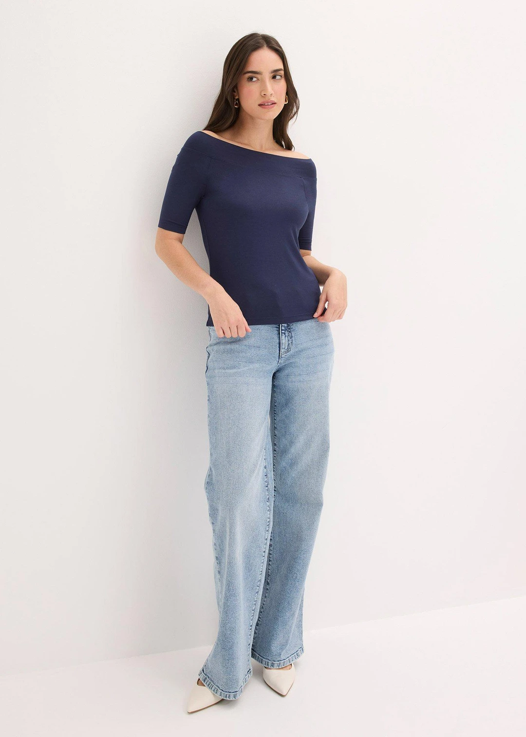 T-shirt encolure Bardot en viscose extensible - 2