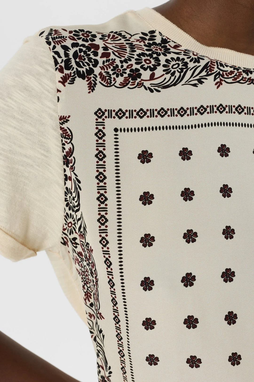 T-shirt bi matière esprit foulard - MANOLIA - Marine - 3