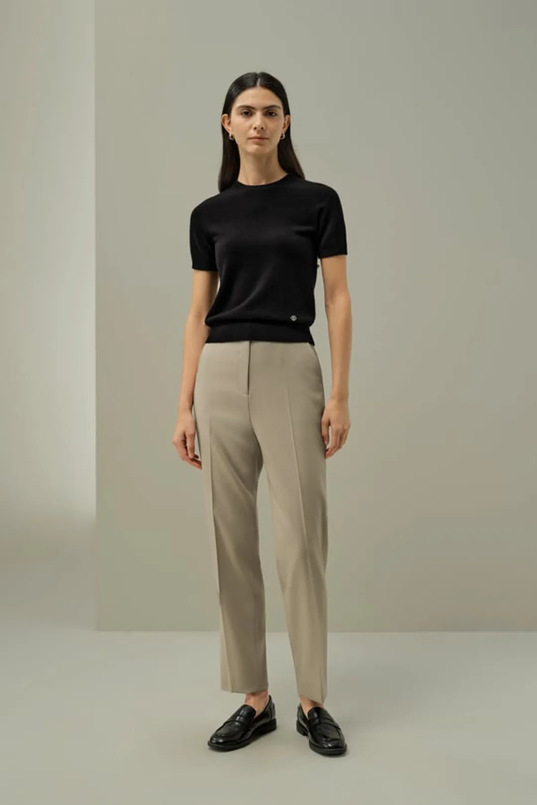 LILYSILK Haut Cachemire Femme Noir L | Manches Courtes Ajusté Doux et Léger | Parfait Bureau/Loisirs