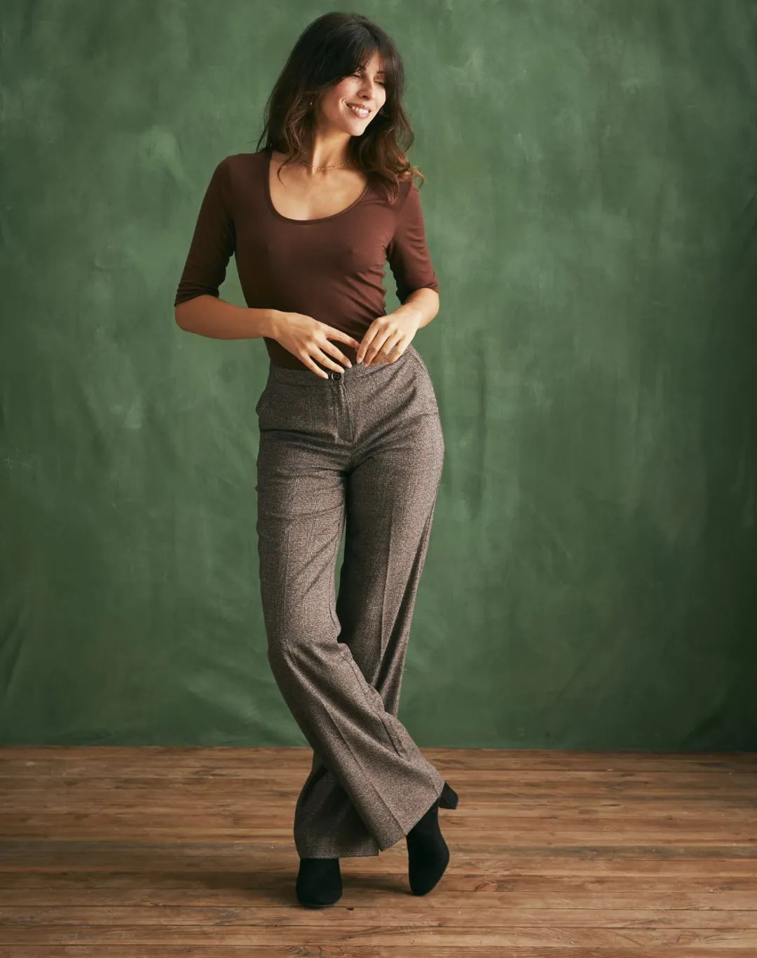 T-shirt Laine Mérinos Femme - Chocolat - Taille XS - Lemahieu