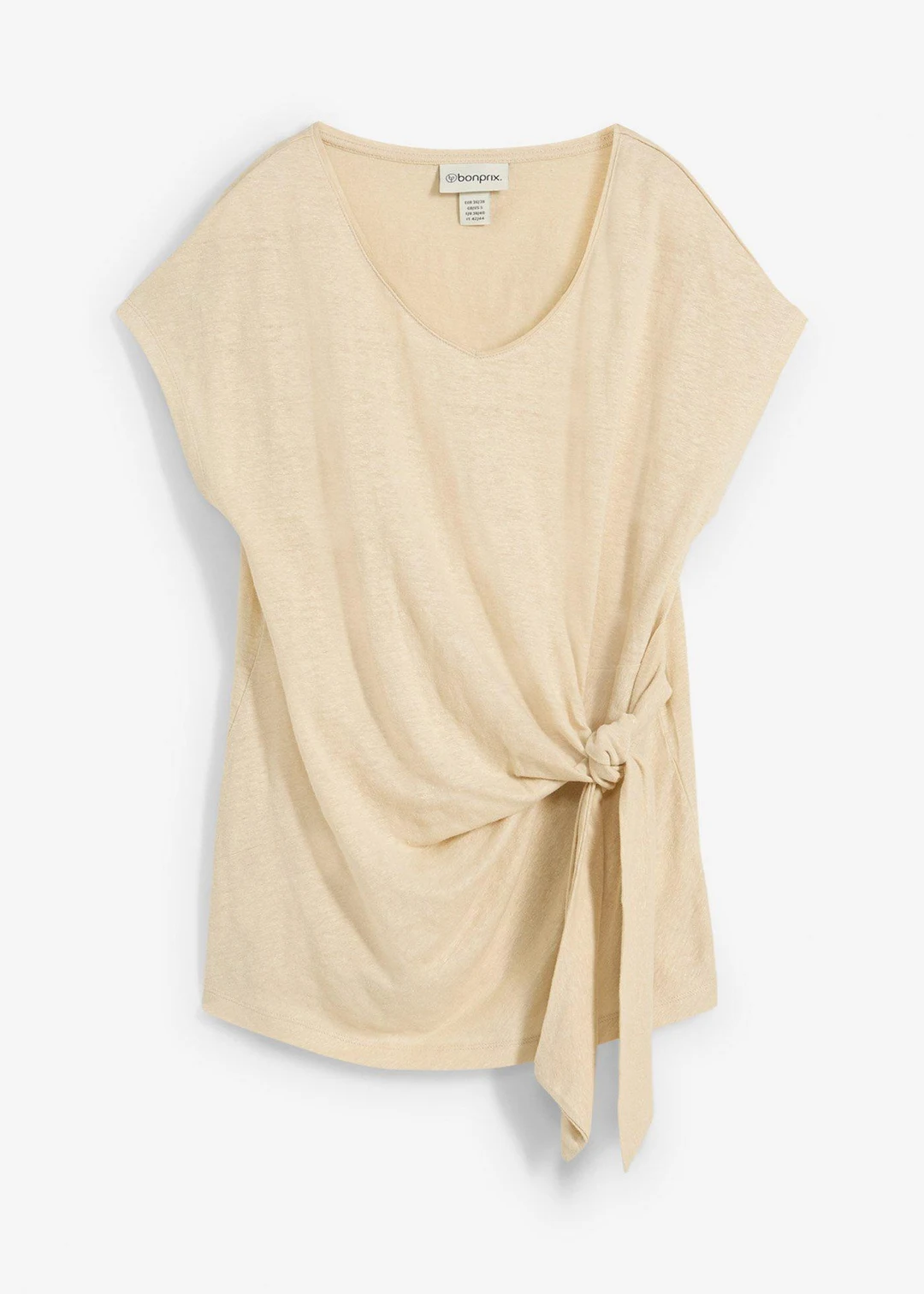 T-shirt cache-cœur, 100% lin