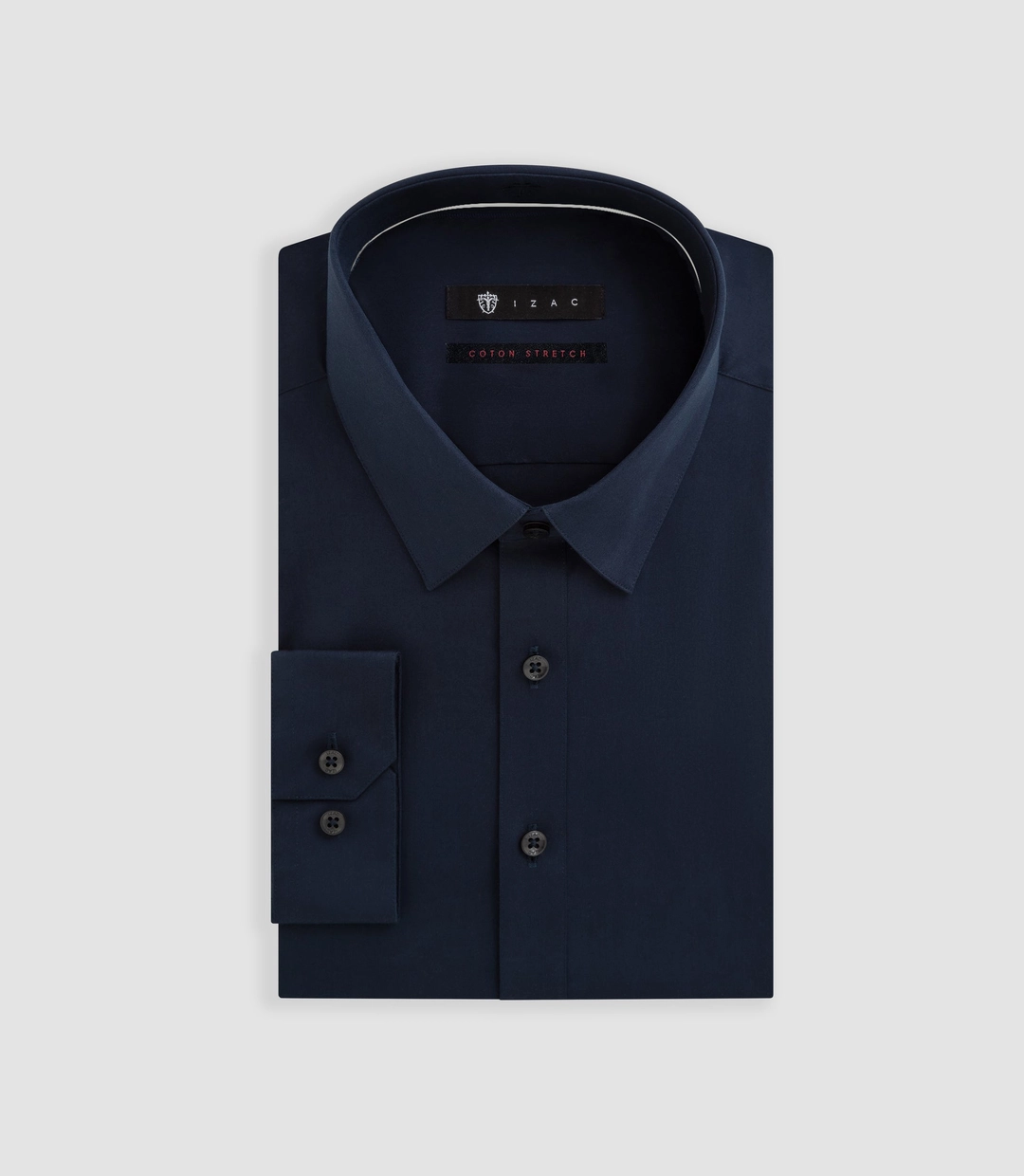 IZAC - Chemise slim en popeline stretch marine MALTE