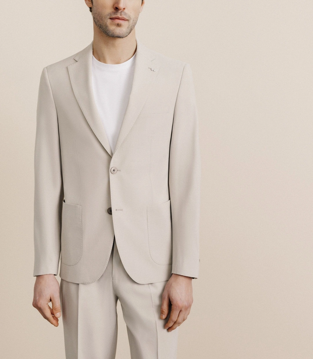 IZAC - Veste en tissu armuré mastic