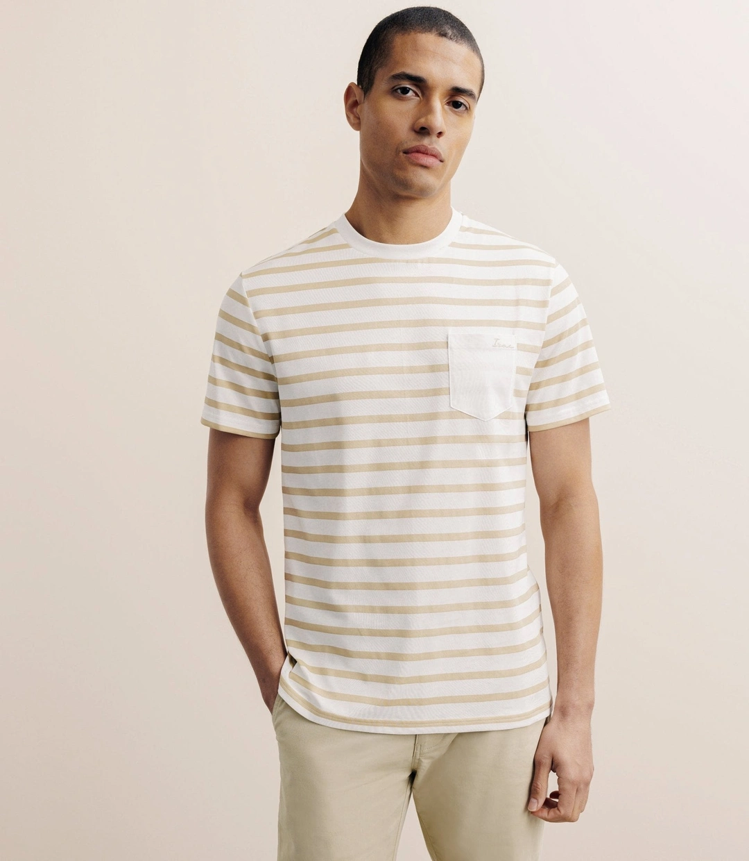 IZAC - T-shirt marinière camel