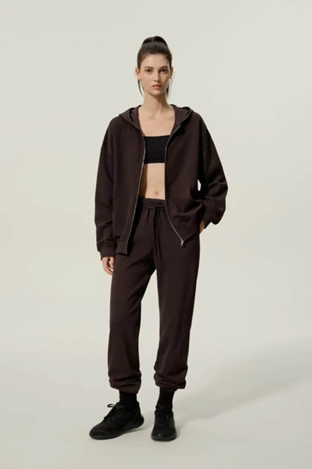 LILYSILK Sweat Seamflow Verge Noir XL Femme - SILKERRY Respirant Douceur Capuche Zippée Oversize