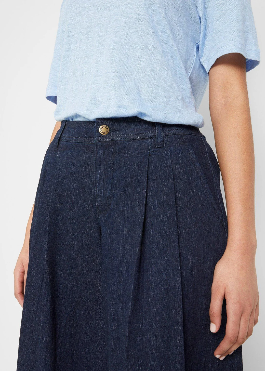 Jupe-culotte large en jean, taille élastiquée - 3