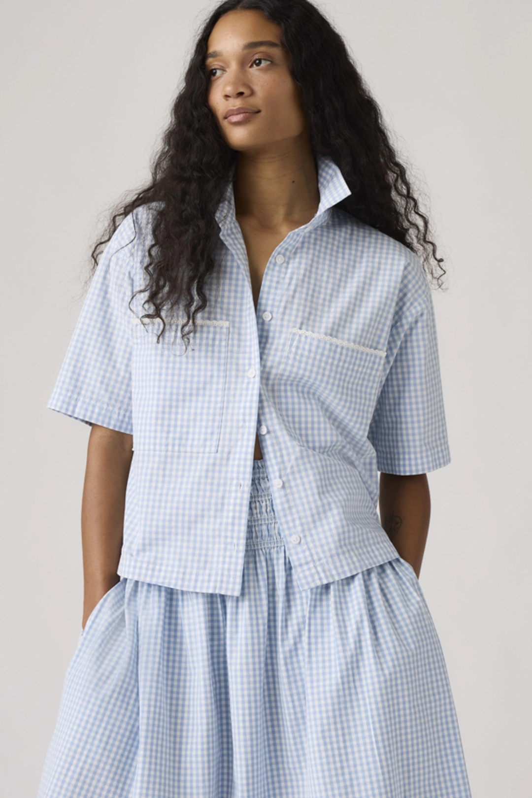 Levi's Chemise Manche Courte Crop Novelty Harlie - Femme - Noir / Anthracite Night - XS