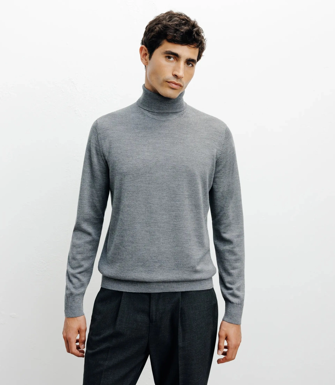 IZAC - Pull col roulé gris