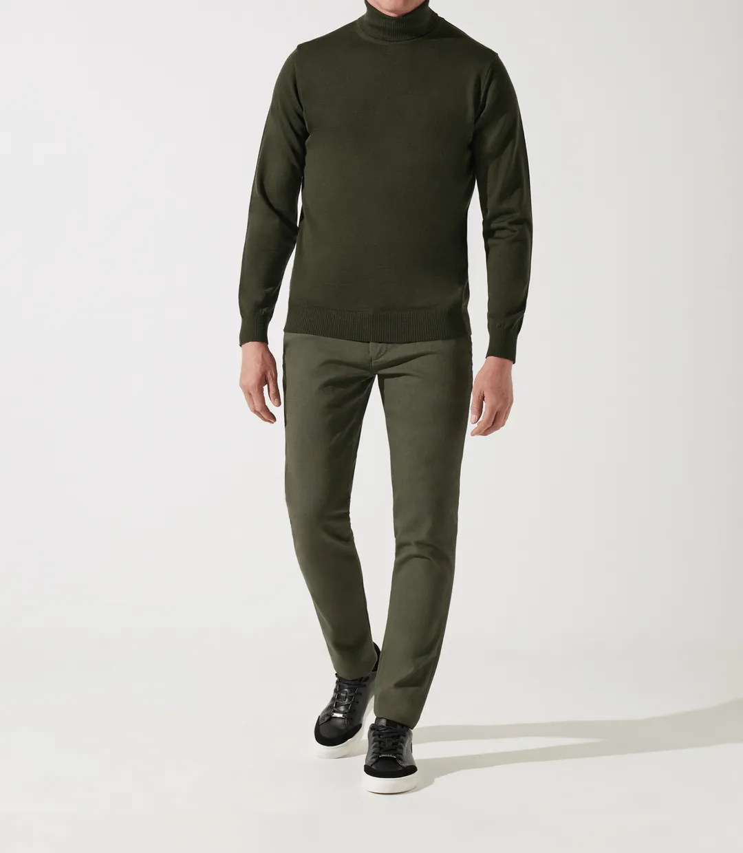 IZAC - Pull col roulé kaki 100% mérinos - 2