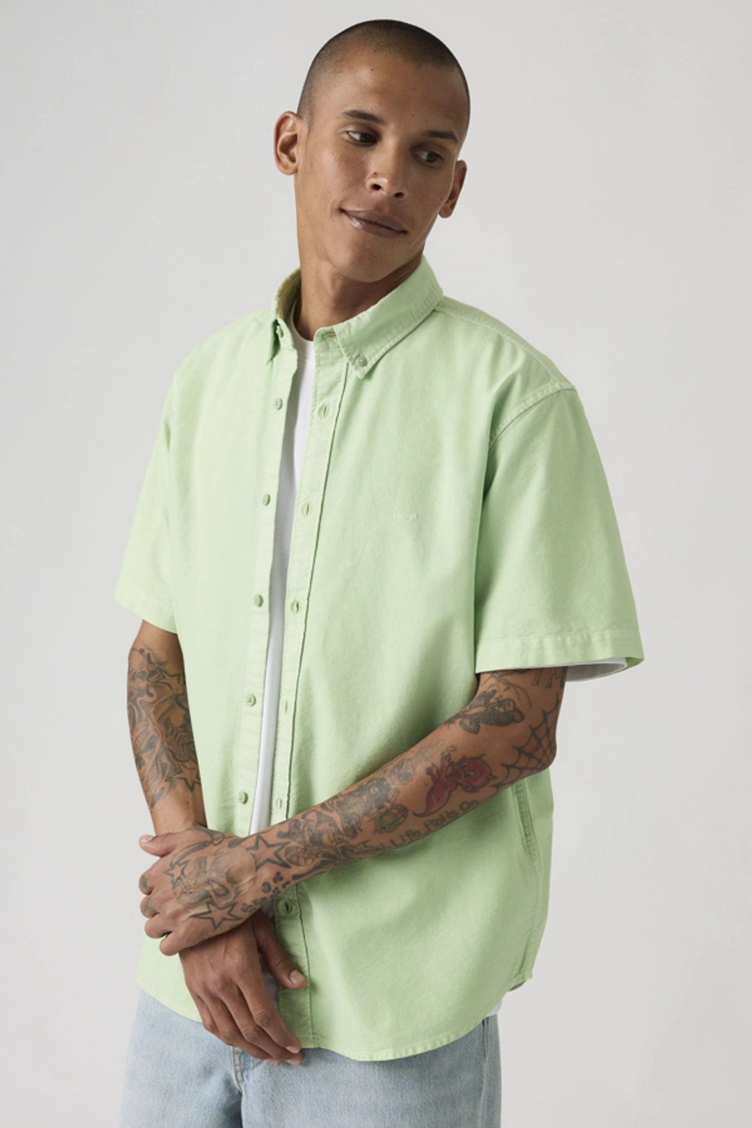 Levi's Chemise Manche Courte Col Boutonné Authentic - Homme - Rose / Woodrose Garment Dye - 2XL