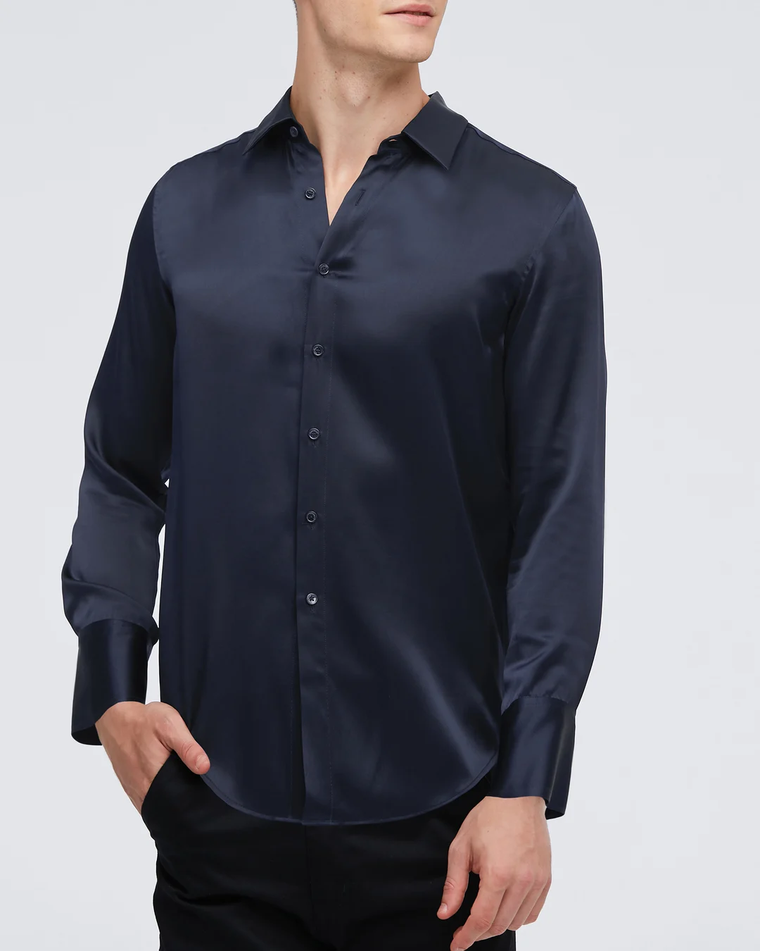 LILYSILK Chemise De Base Pour Homme En Soie De Mûrier Gris Foncé L