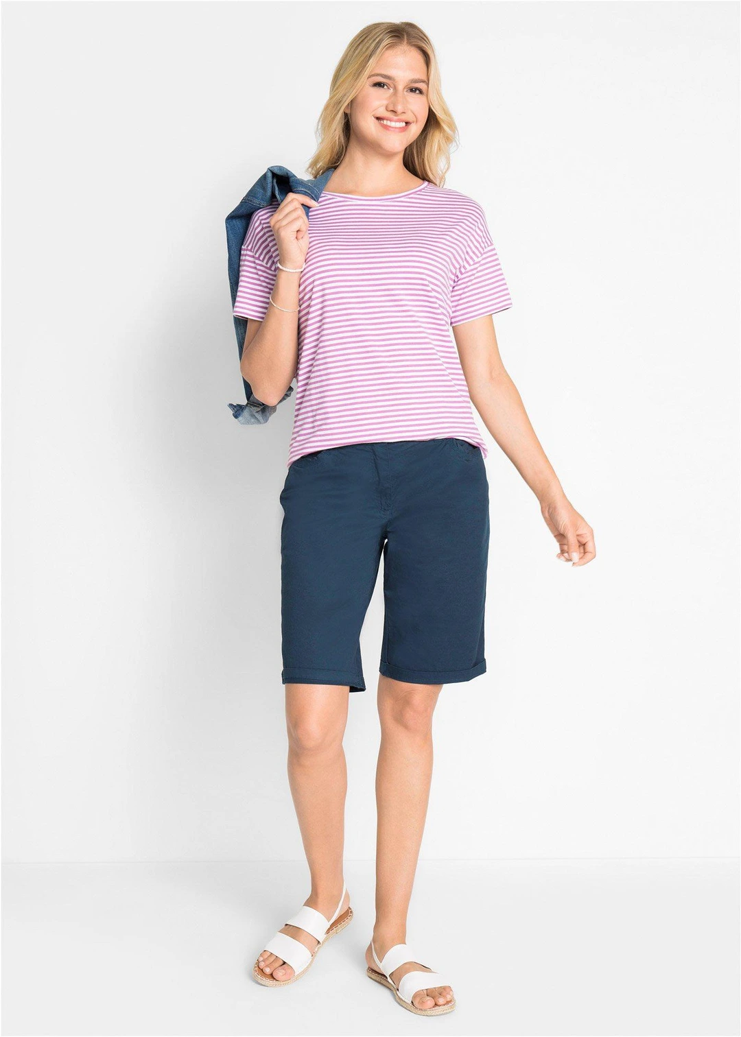 Bermuda paper touch en coton à taille élastiquée - 2