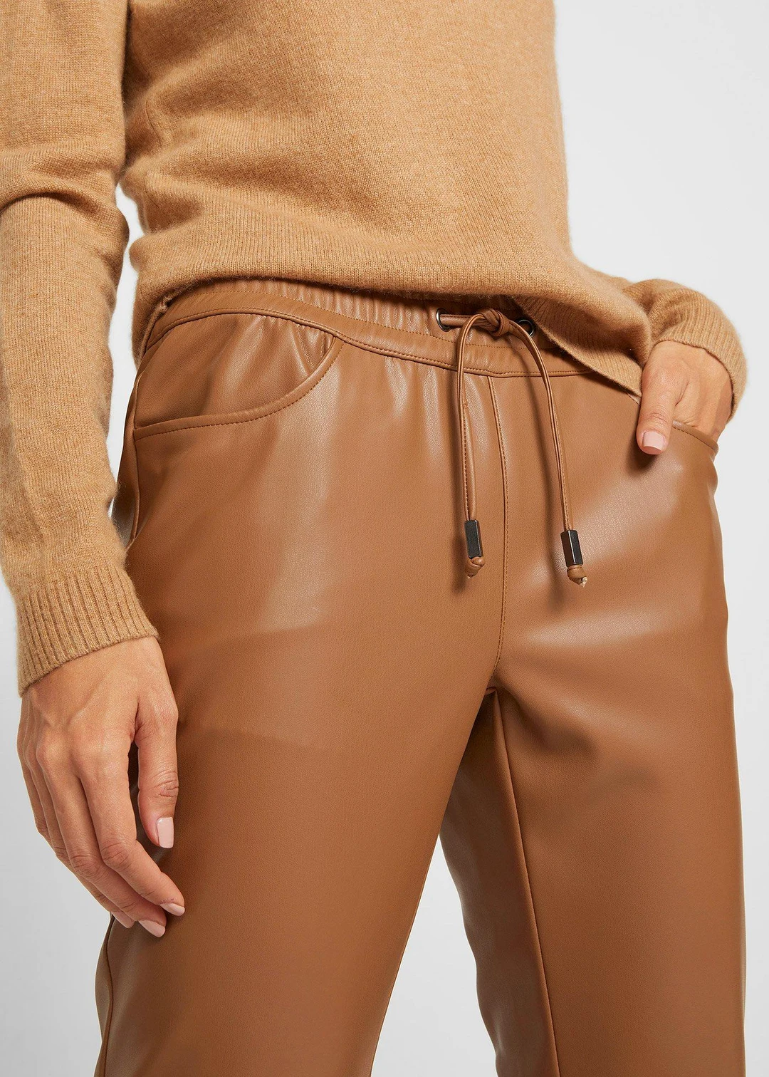 Pantalon enduit à taille élastiquée - 3