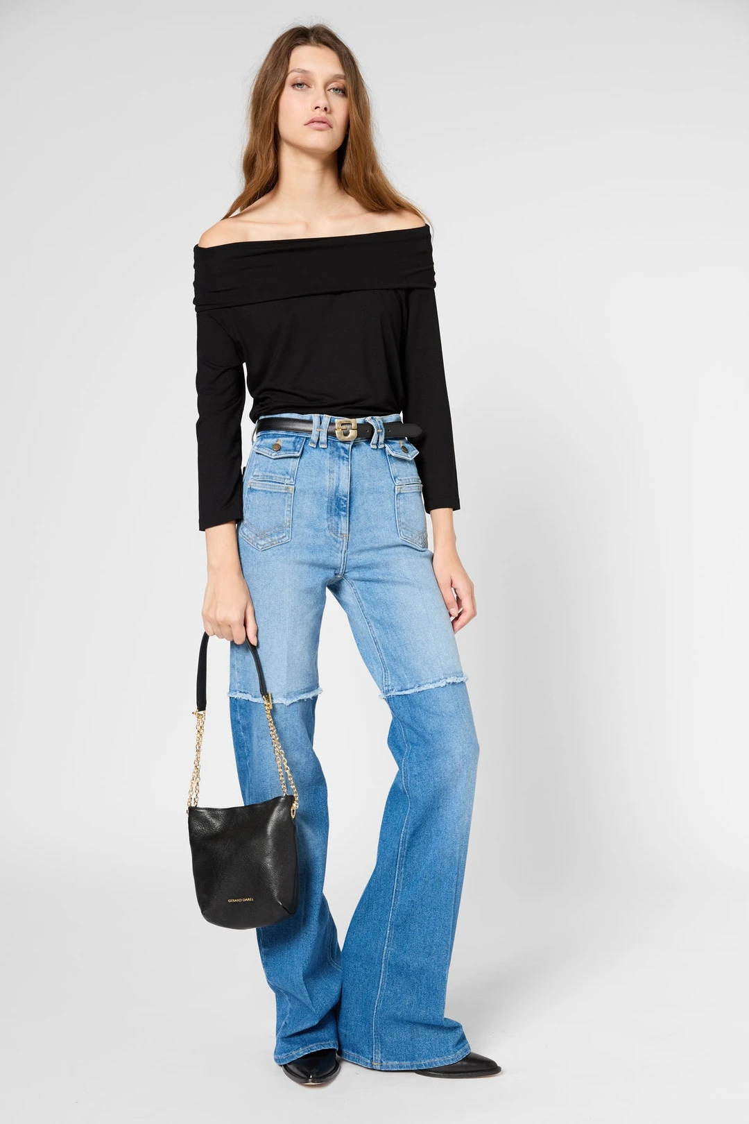 T-shirt échancré - GERARDINE - Noir