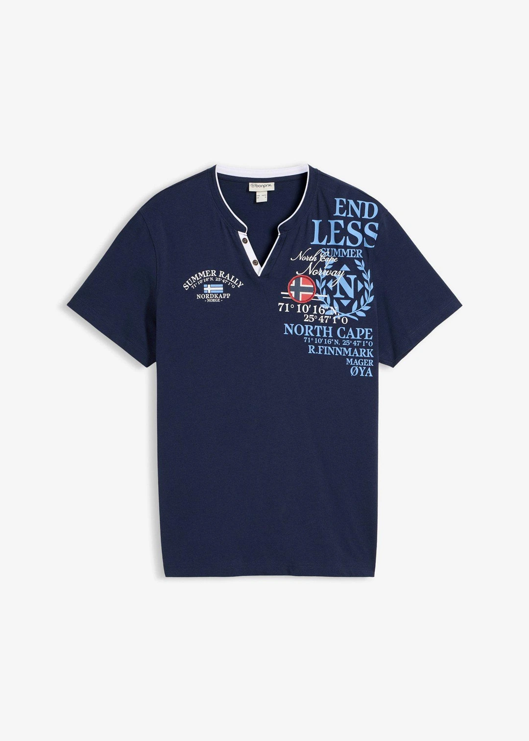 T-shirt col tunisien 100% coton