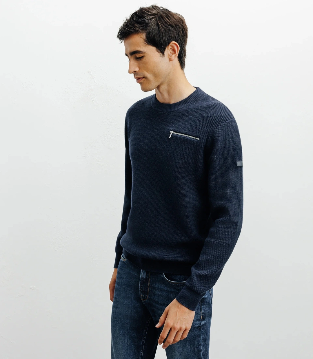 IZAC - Pull col rond marine