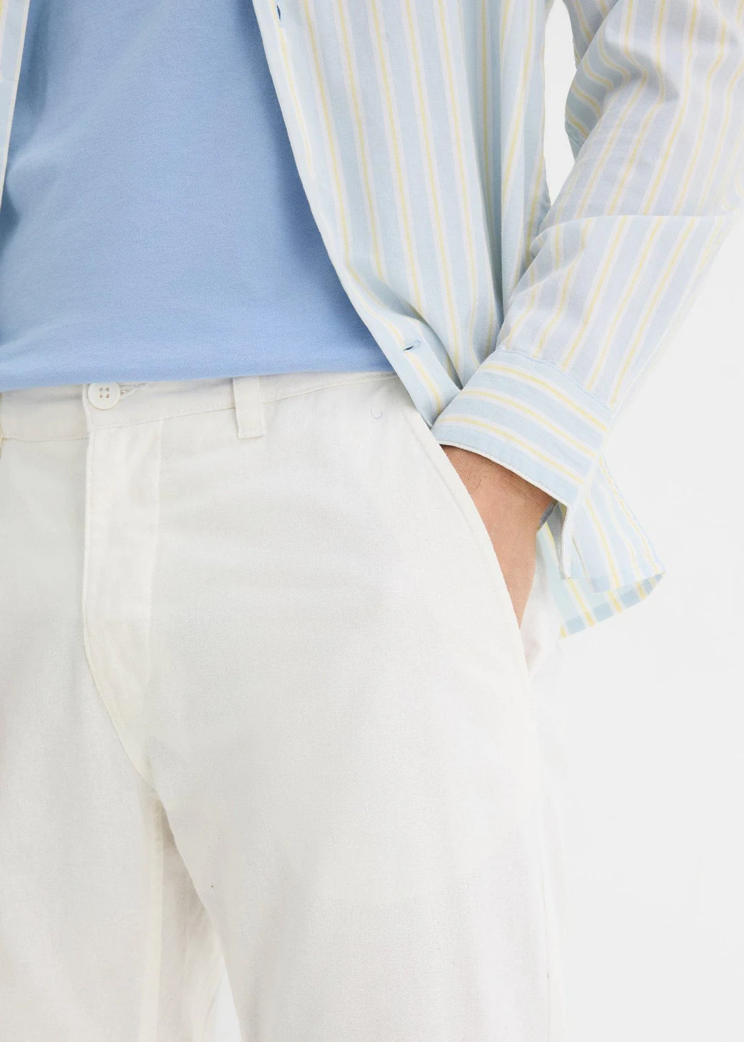 Pantalon chino regular en lin mélangé, droit - 3