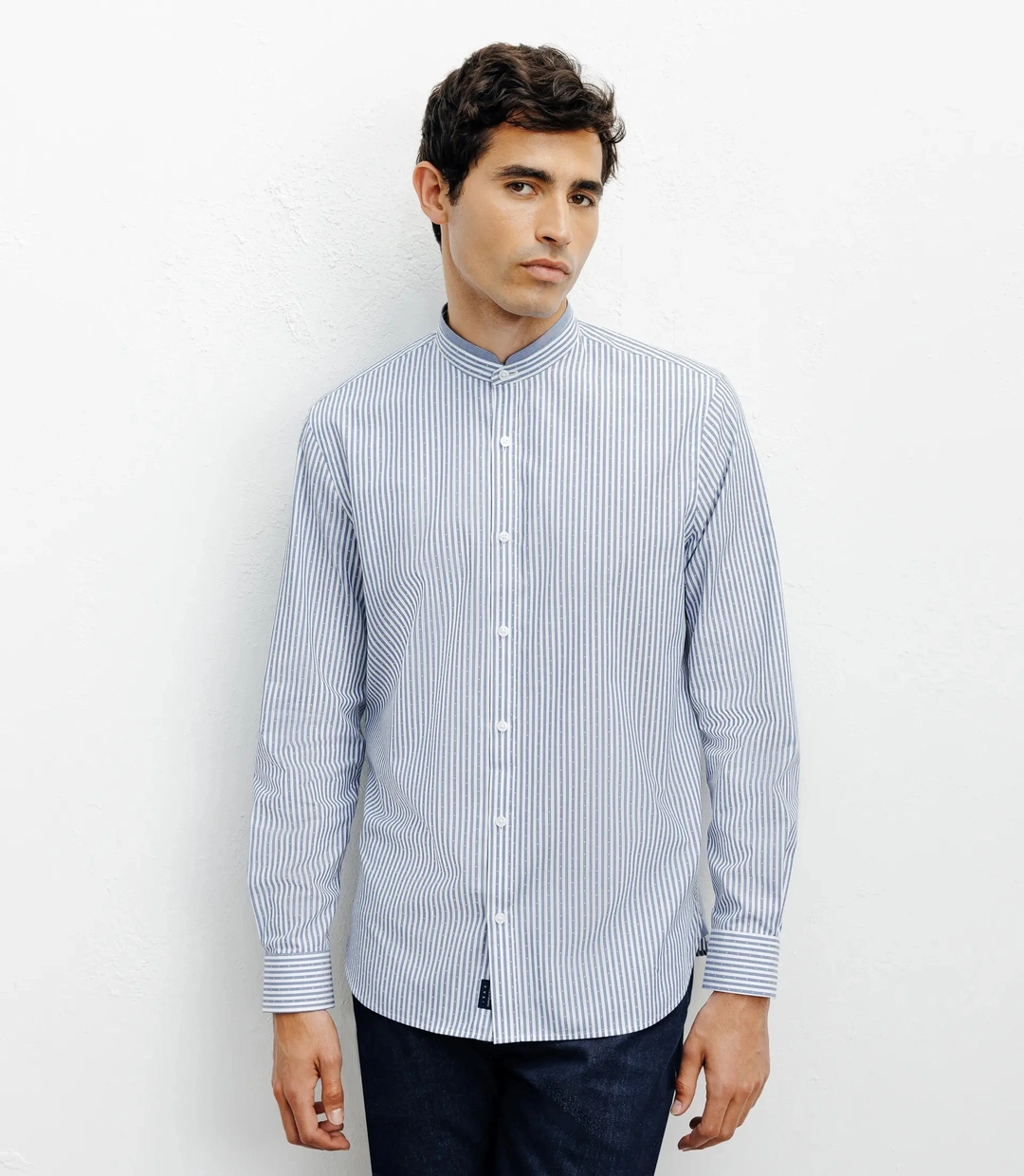 IZAC - Chemise casual col mao ciel