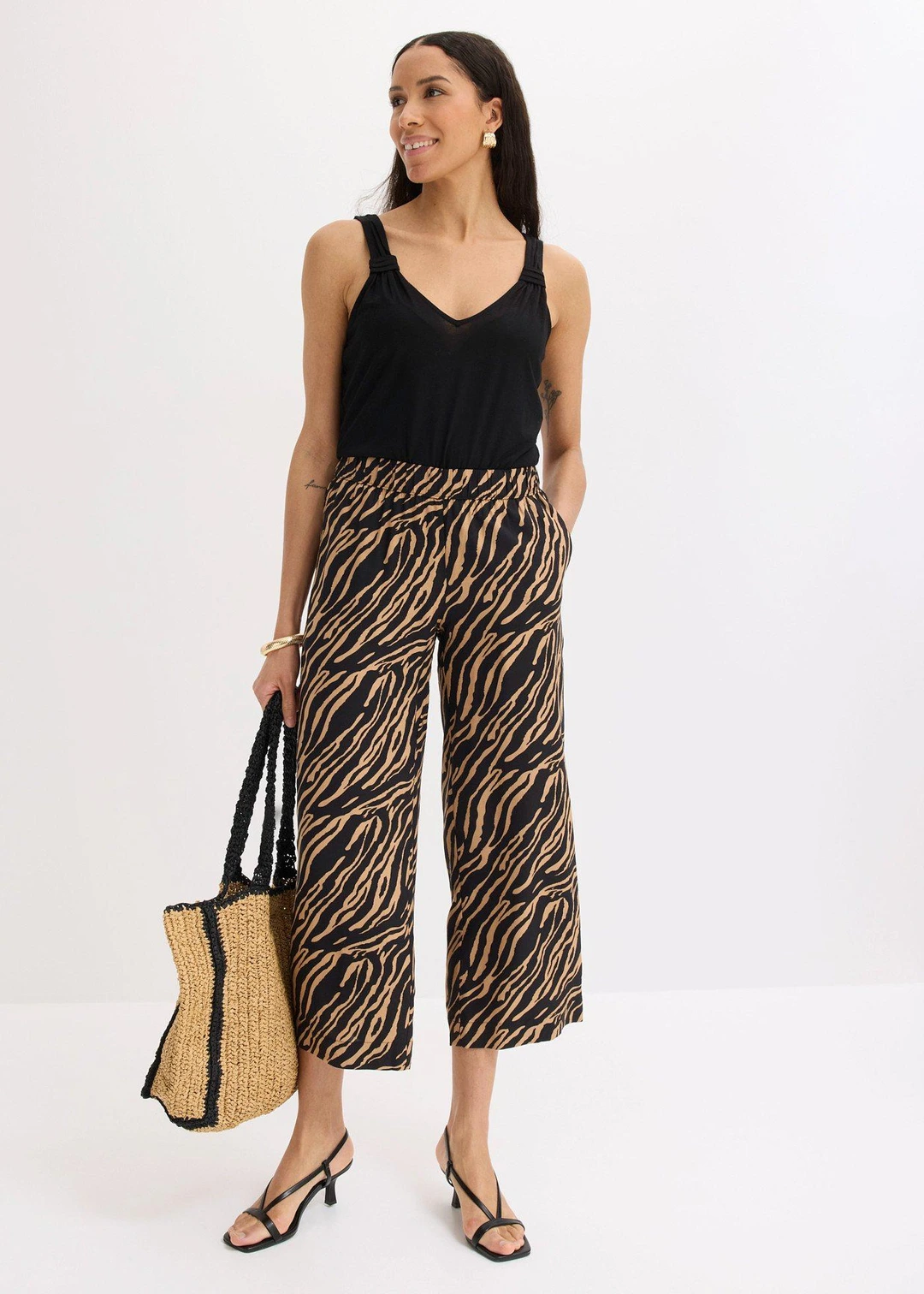 Pantalon en viscose, taille élastiquée - 2
