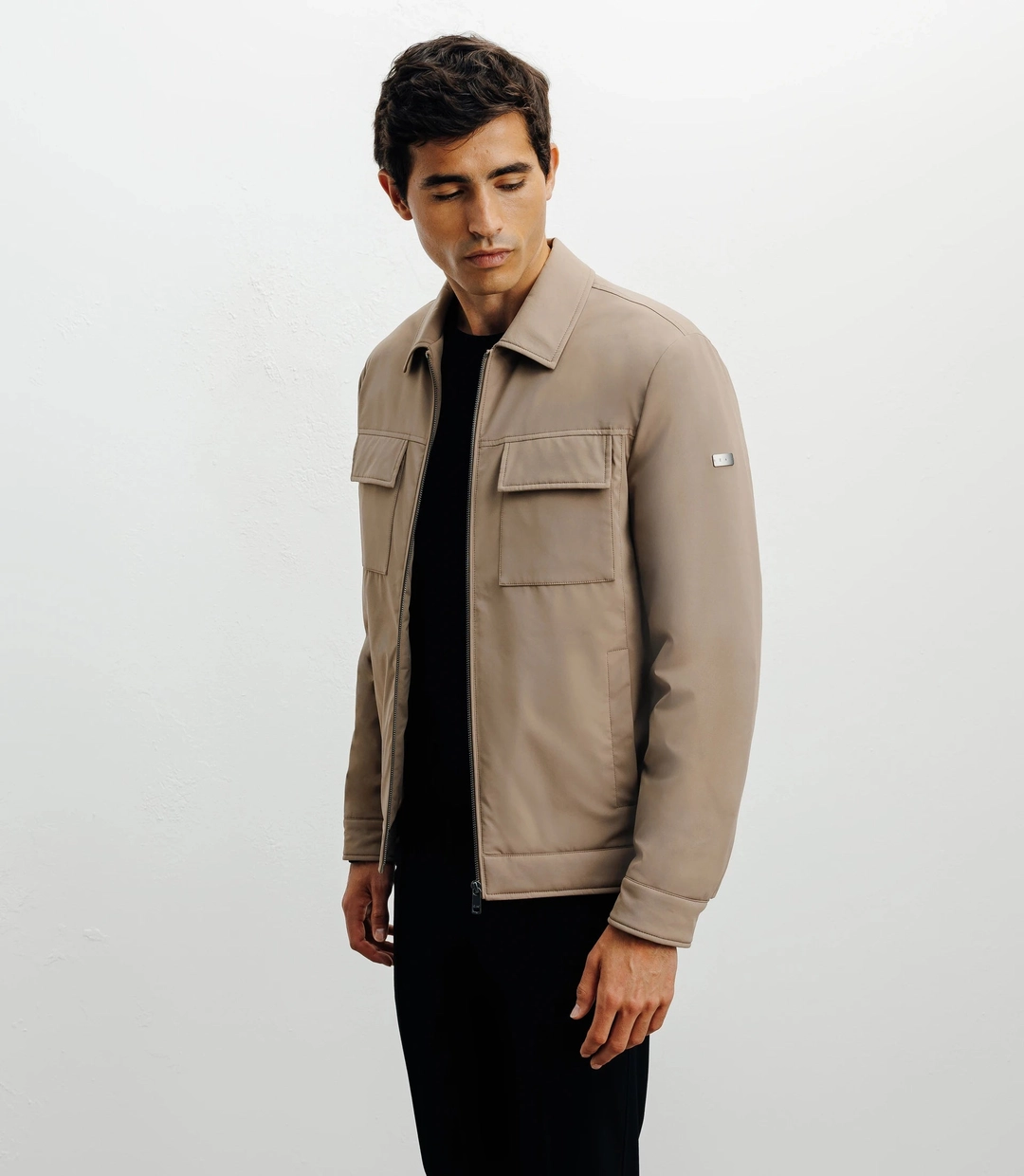 IZAC - Blouson col chemise beige