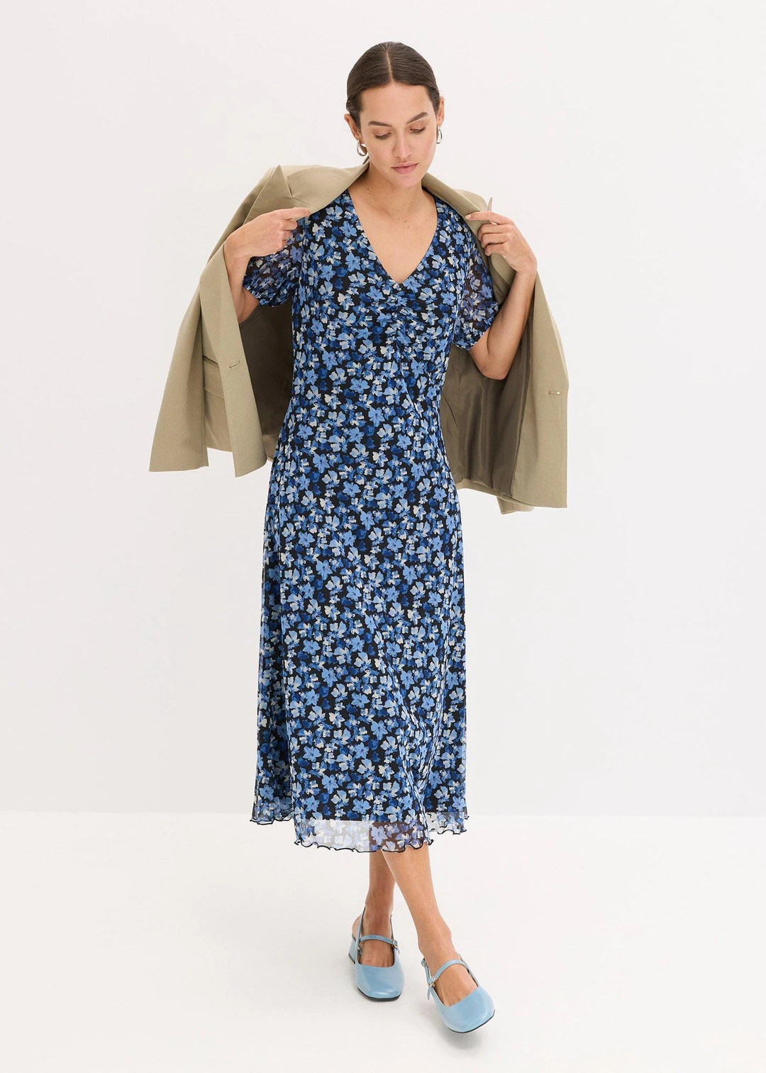 Robe midi en mesh imprimé