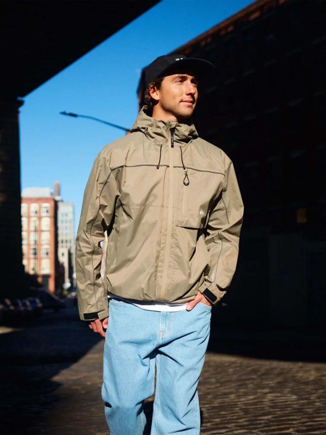 Full Rig - Veste imperméable à capuche pour Homme Beige